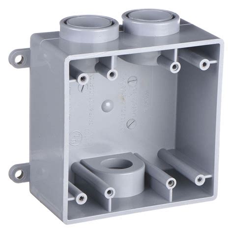 electrical box outdoor plastic two gang three inlets|Weatherproof Box, 2Gang, PVC, 36.3 cu. in.